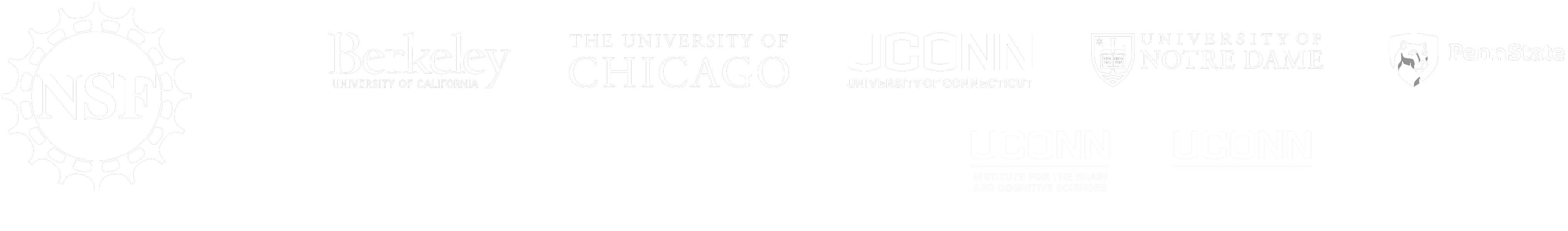 Logos of NSF, UC Berkeley, UChicago, UConn, Penn State, and Notre Dame